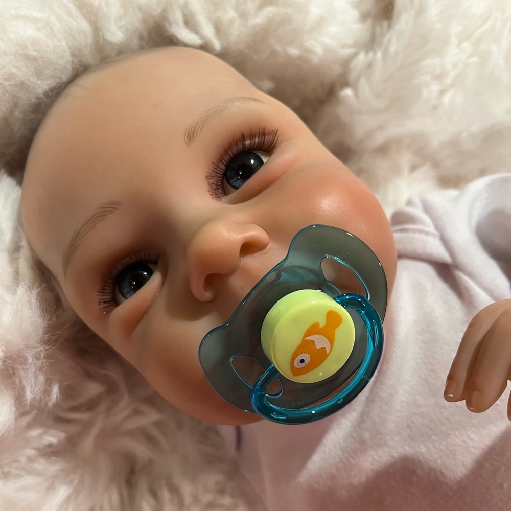 Reborn Baby Doll – Realistic Newborn with Pacifier & Painted Hair with box